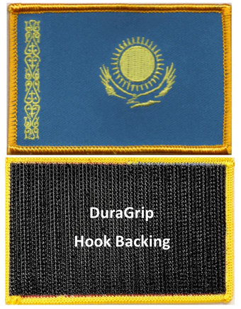 Kazakhstan flag patch with DuraGrip hook backing