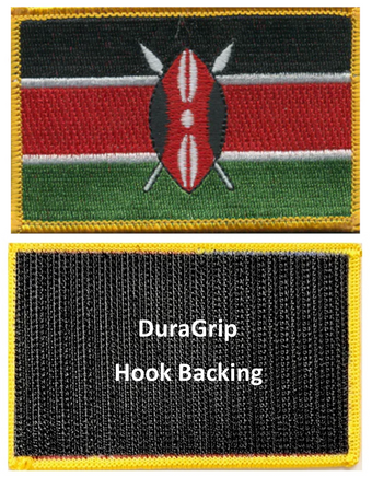 Kenya flag patch with DuraGrip hook backing