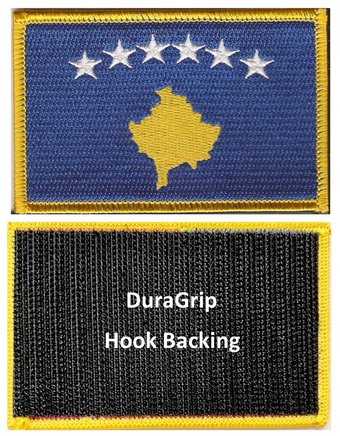 Kosovo flag patch with DuraGrip hook backing