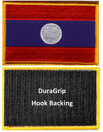 Laos flag patch with DuraGrip hook backing