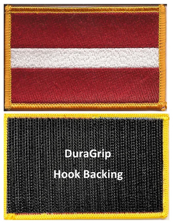 Latvia flag patch with DuraGrip hook backing