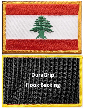 Lebanon flag patch with DuraGrip hook backing