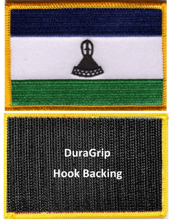 Lesotho flag patch with DuraGrip hook backing