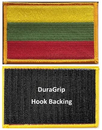 Lithuania flag patch with DuraGrip hook backing