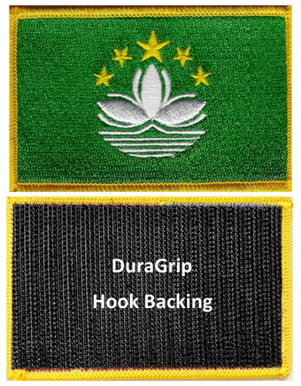 Macau flag patch with DuraGrip hook backing