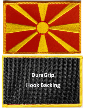 Macedonia flag patch with DuraGrip hook backing
