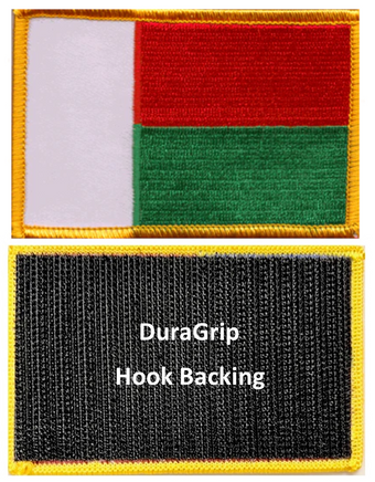 Madagascar flag patch with DuraGrip hook backing
