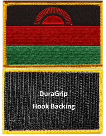 Malawi flag patch with DuraGrip hook backing