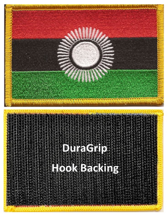 Malawi White Sun flag patch with DuraGrip hook backing