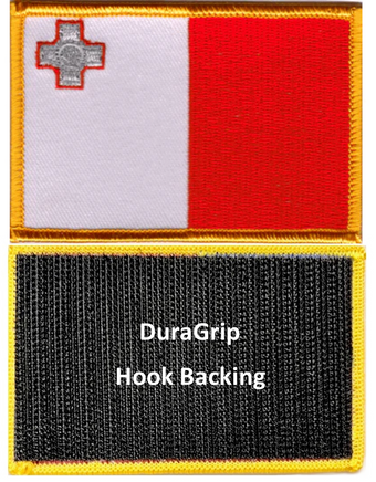 Malta flag patch with DuraGrip hook backing