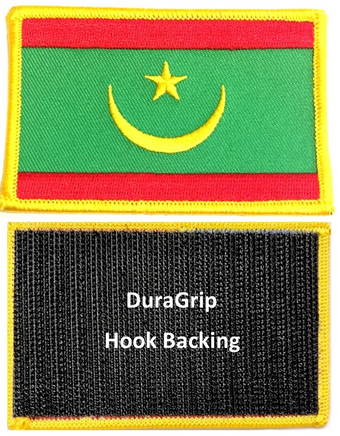 Mauritania flag patch with DuraGrip hook backing