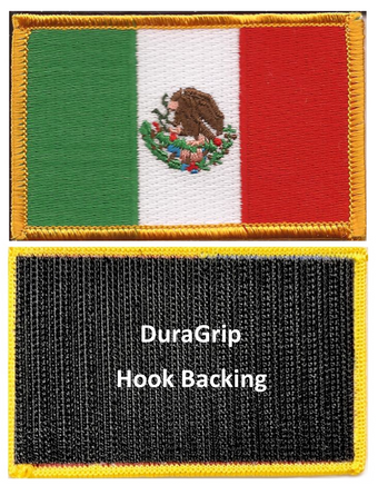 Mexico flag patch with DuraGrip hook backing