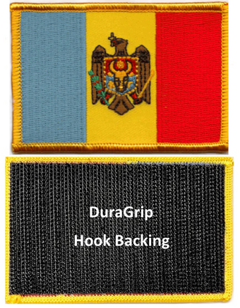 Moldova flag patch with DuraGrip hook backing
