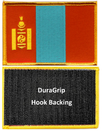 Mongolia flag patch with DuraGrip hook backing