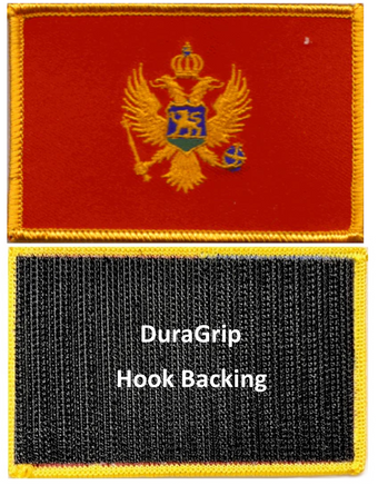 Montenegro flag patch with DuraGrip hook backing