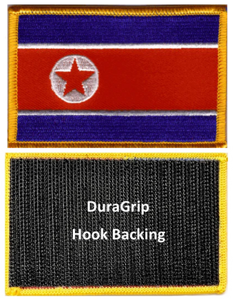 North Korea flag patch with DuraGrip hook backing