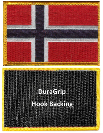 Norway flag patch with DuraGrip hook backing