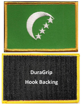 Old Comoros flag patch with DuraGrip hook backing
