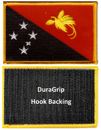 Papua New Guinea flag patch with DuraGrip hook backing