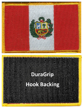 Peru flag patch with DuraGrip hook backing