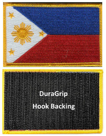 Philippines flag patch with DuraGrip hook backing