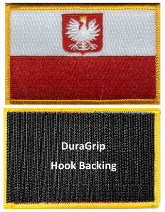 Poland flag patch with eagle and DuraGrip hook backing