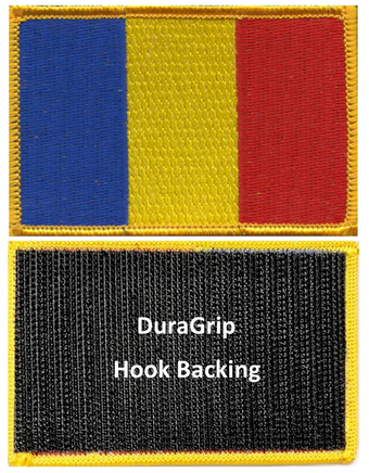 Romania flag patch with DuraGrip hook backing