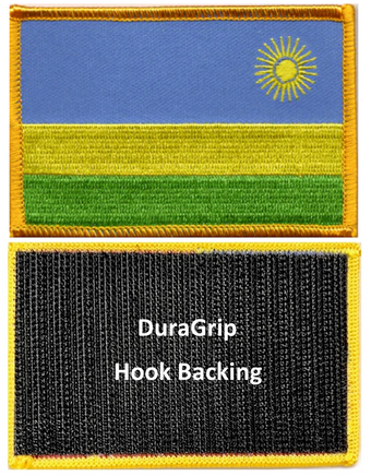 Rwanda flag patch with DuraGrip hook backing