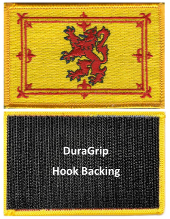 Scotland flag patch with Rampant Lion and DuraGrip hook backing