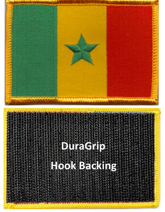 Senegal flag patch with DuraGrip hook backing