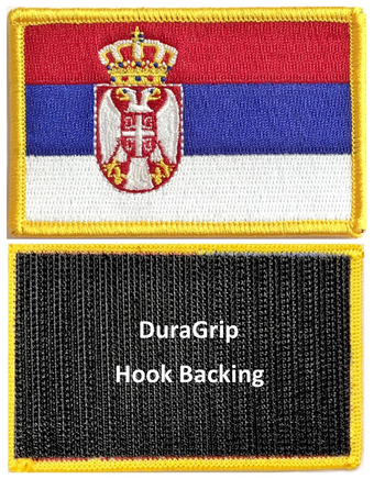 Serbia flag patch with DuraGrip hook backing
