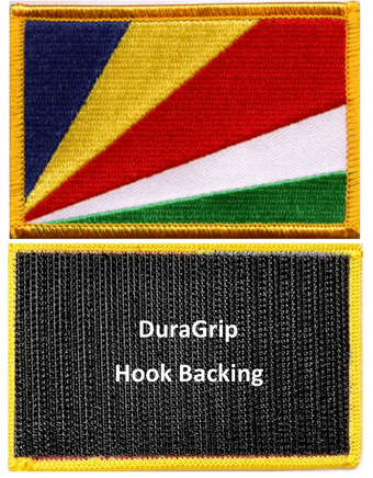 Seychelles flag patch with DuraGrip hook backing