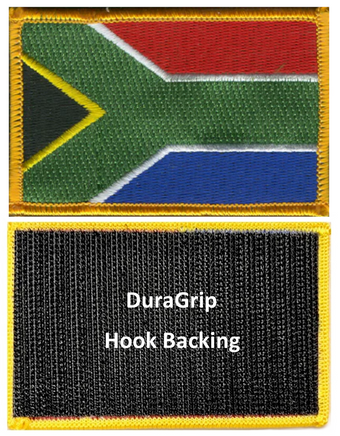 South Africa flag patch with DuraGrip hook backing