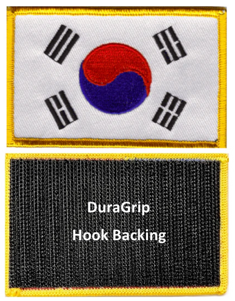 South Korea flag patch with DuraGrip hook backing