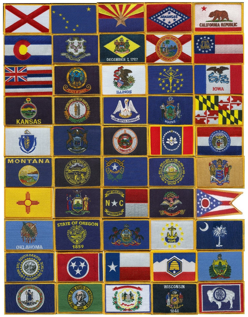 State Patchwork State Flag Patches | Rectangle, Shield, Seal | Flag Patch Shop