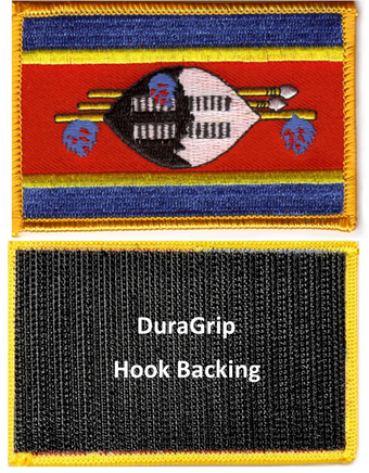 Swaziland flag patch with DuraGrip hook backing