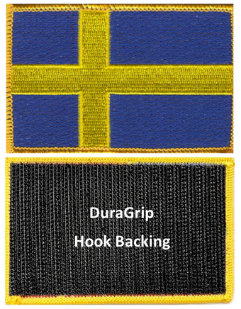 Sweden flag patch with DuraGrip hook backing