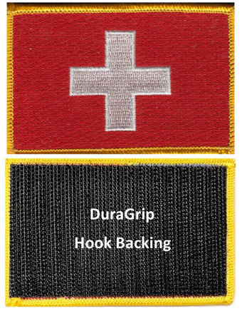 Switzerland flag patch with DuraGrip hook backing