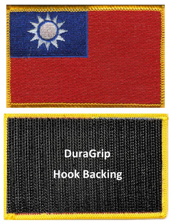 Taiwan flag patch with DuraGrip hook backing