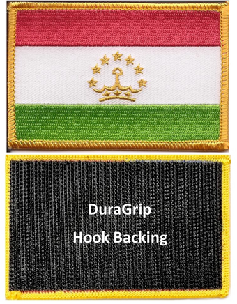 Tajikistan flag patch with DuraGrip hook backing