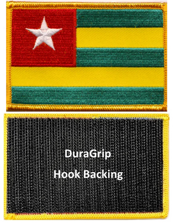 Togo flag patch with DuraGrip hook backing