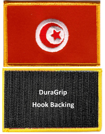 Tunisia flag patch with DuraGrip hook backing