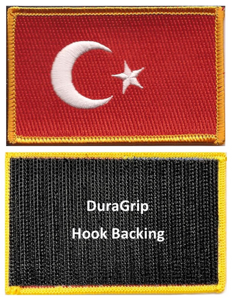 Turkey flag patch with DuraGrip hook backing