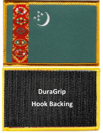 Turkmenistan flag patch with DuraGrip hook backing