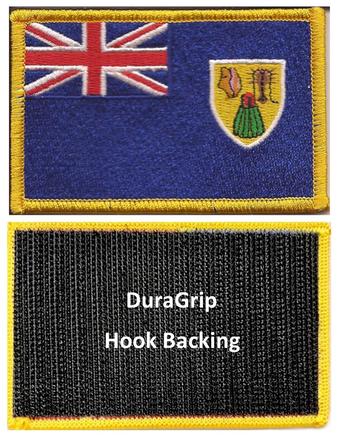 Turks & Caicos flag patch with DuraGrip hook backing