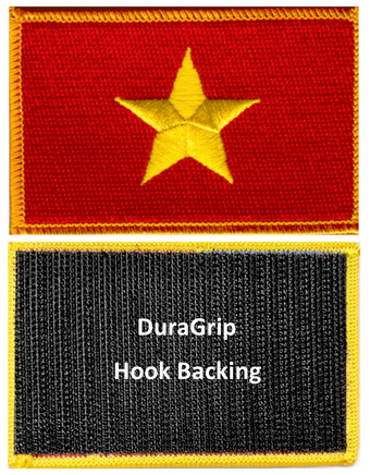 Vietnam flag patch with DuraGrip hook backing