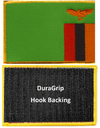 Zambia flag patch with DuraGrip hook backing