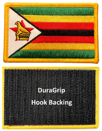 Zimbabwe flag patch with DuraGrip hook backing