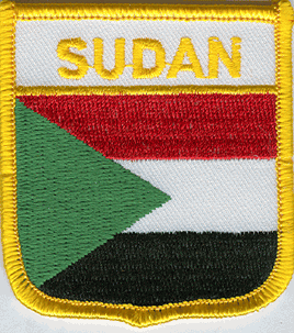 Sudan Flag Patch - Shield with White Background