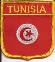 Tunisia Flag Patch - Shield with Red Background